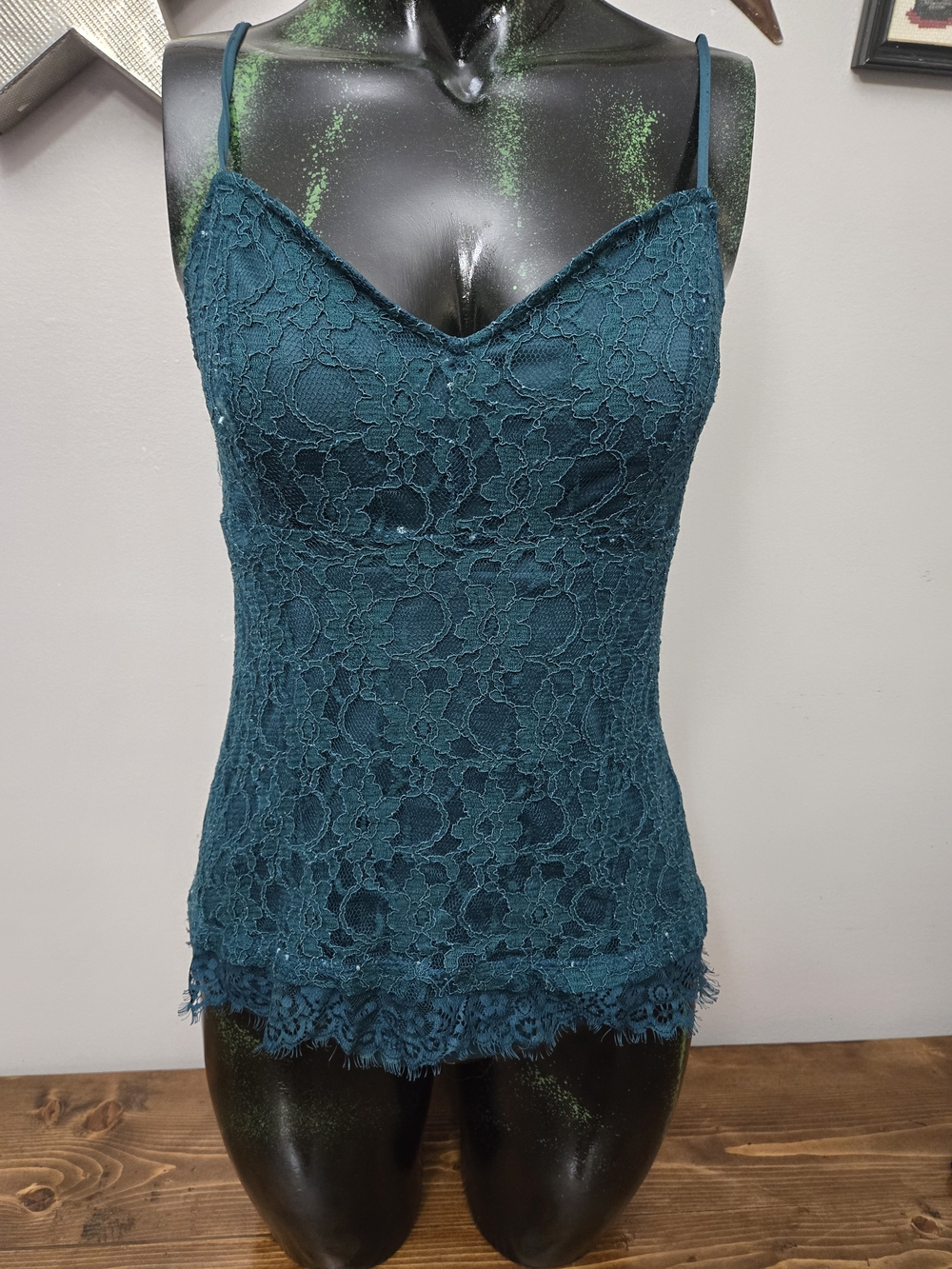 Kismet Teal Lace Camisole with Adjustable Spaghetti Straps